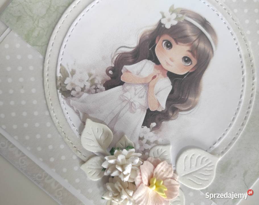 Kartka ręcznie robiona Komunia Święta handmade łódzkie