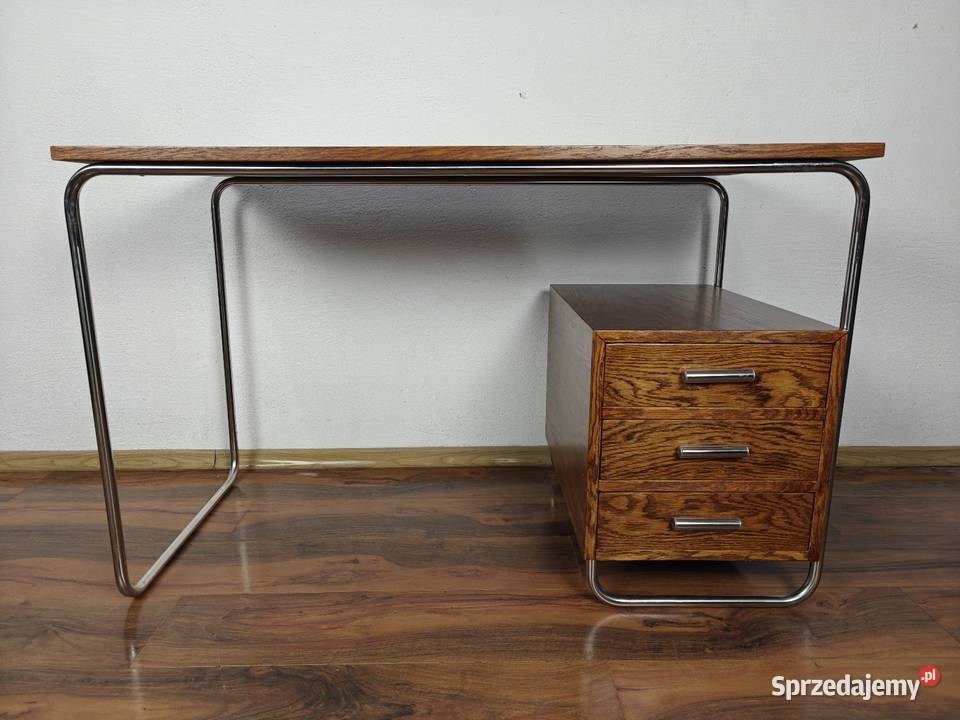 BIURKO Chrom Dąb ciemny brąz Bauhaus Art Deco Warszawa