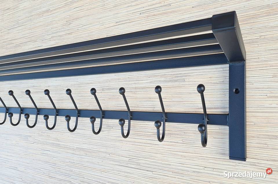 Wieszak 140 metalowy z półką czarny z metalu Siepraw