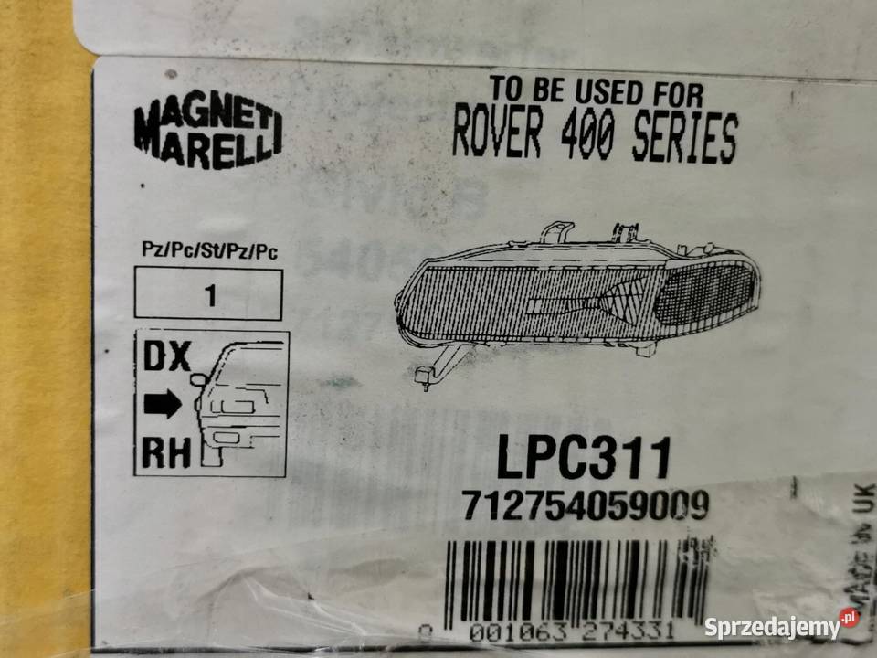 LAMPA PRAWY PRZÓD ROVER 400 19952000 MAGNETI