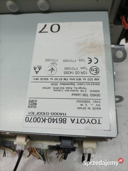 RADIO FABRYCZNE NAVI 86140K0070 Toyota Yaris IV