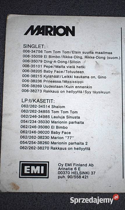 Marion finska wokalistka z lat 70 80 tych Antyki, Sztuka, Kolekcje Chełmno
