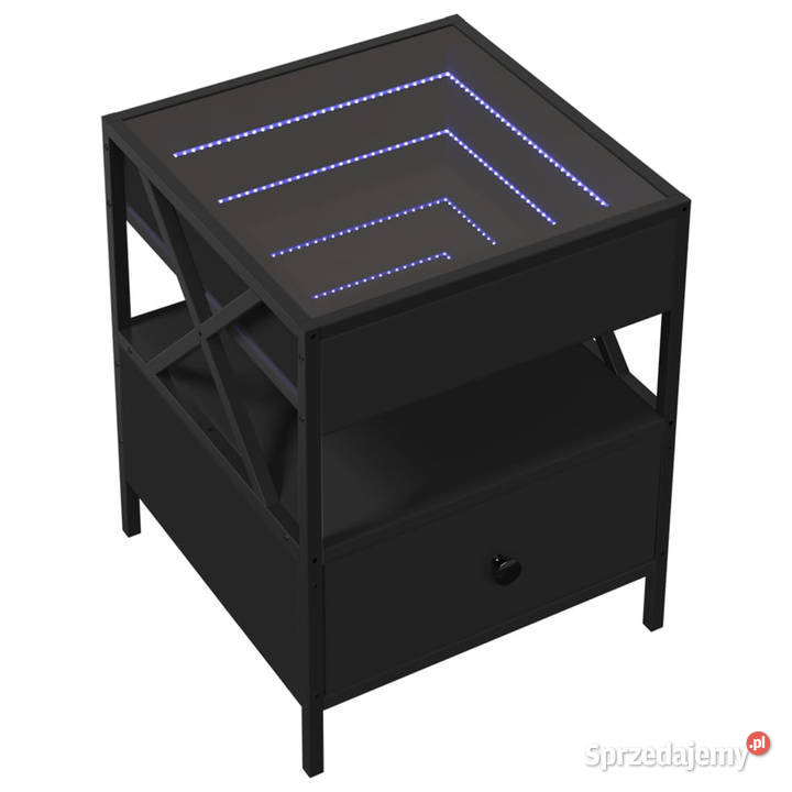 Stolik nocny z LED Infinity czarny 40x40x51 Warszawa sprzedam