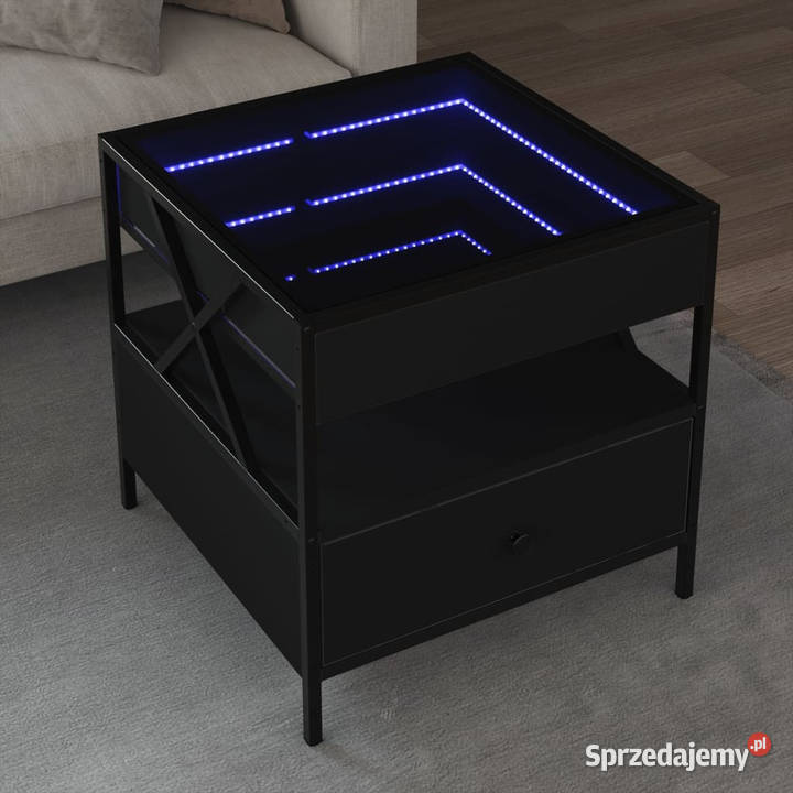 Stolik kawowy z LED Infinity czarny 50x50x51 mazowieckie Warszawa sprzedam