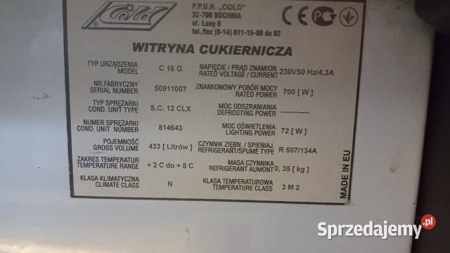 Witryna cukiernicza Cold C 16 G 1630 mm Gastronomia Wrocław