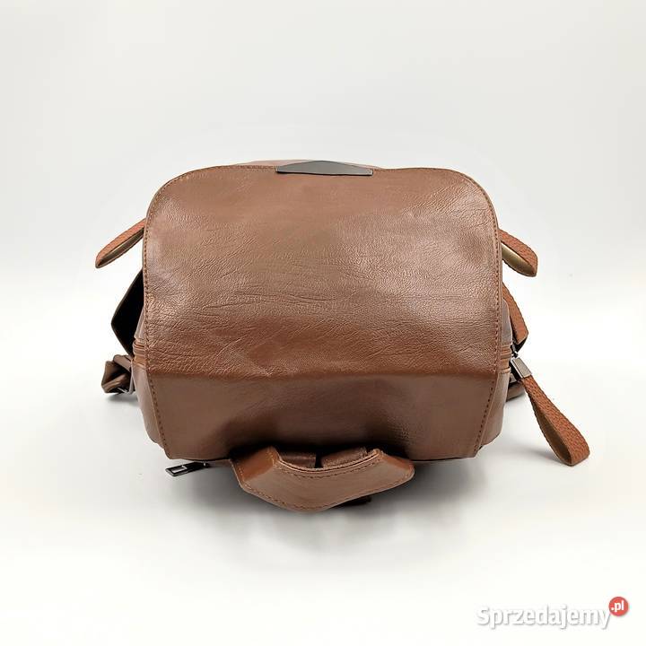 Plecak damski skórzany z klapą Yogodlns brązowy śląskie