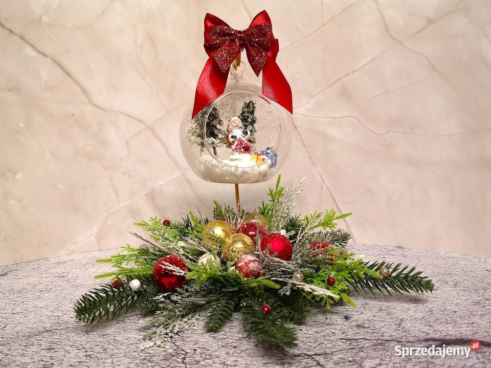 Stroik bożonarodzeniowy z wiszącą szklaną kulą świętokrzyskie Kielce