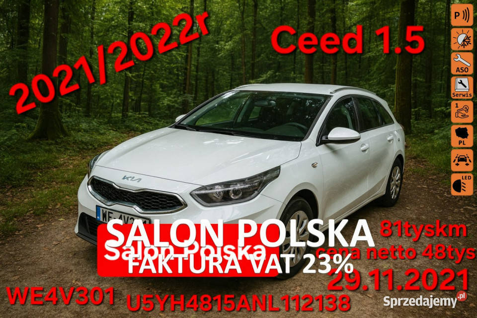 Kia Ceed 2022 Salon Polska 1Właściciel GWARANCJA podlaskie Białystok