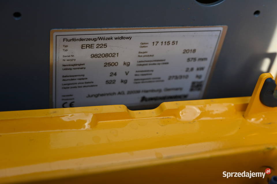Paleciak elektryczny Jungheinrich ERE 225 2018 Częstochowa