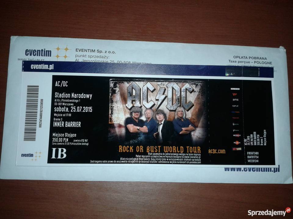 Sprzedam bilet ACDC ACDC Inner Barrier 2507 małopolskie Kraków sprzedam