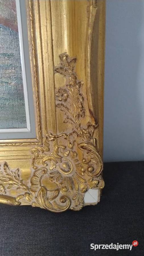 Stary obraz olej na płótnie w złotej ramie Iwonicz-Zdrój sprzedam