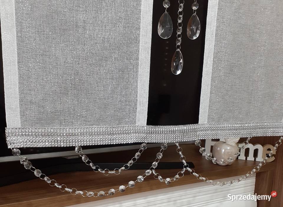 Firany panele z koralami biały Mława