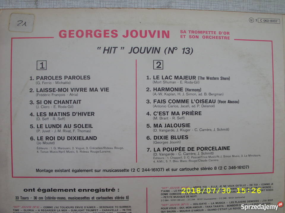 Pop LP GEORGES JOUVINHIT JOUVIN 13 dolnośląskie