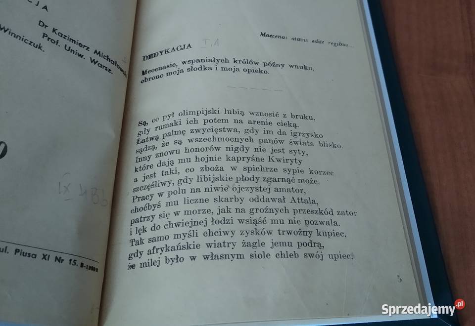 Pieśni cztery księgi ód i pieśń sekularna Horacy Rok wydania 1947 Książki naukowe i popularnonaukowe pomorskie Gdańsk
