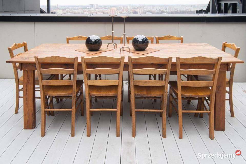 Duzy stół krzesła Australii lite drewno restauracji vintage