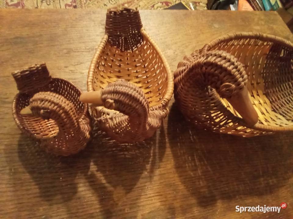 3 kaczki ręcznie robione wiklinowe mała średnia Warszawa