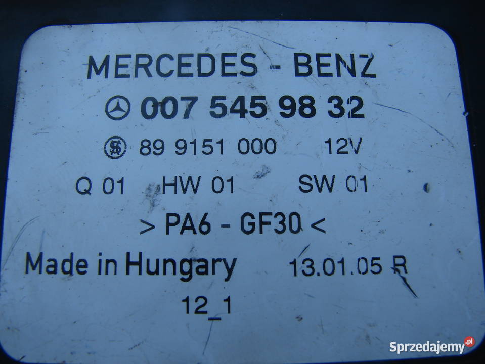 Przekaźnik świec żarowych MERCEDES 0075459832 Układ elektryczny Starogard Gdański