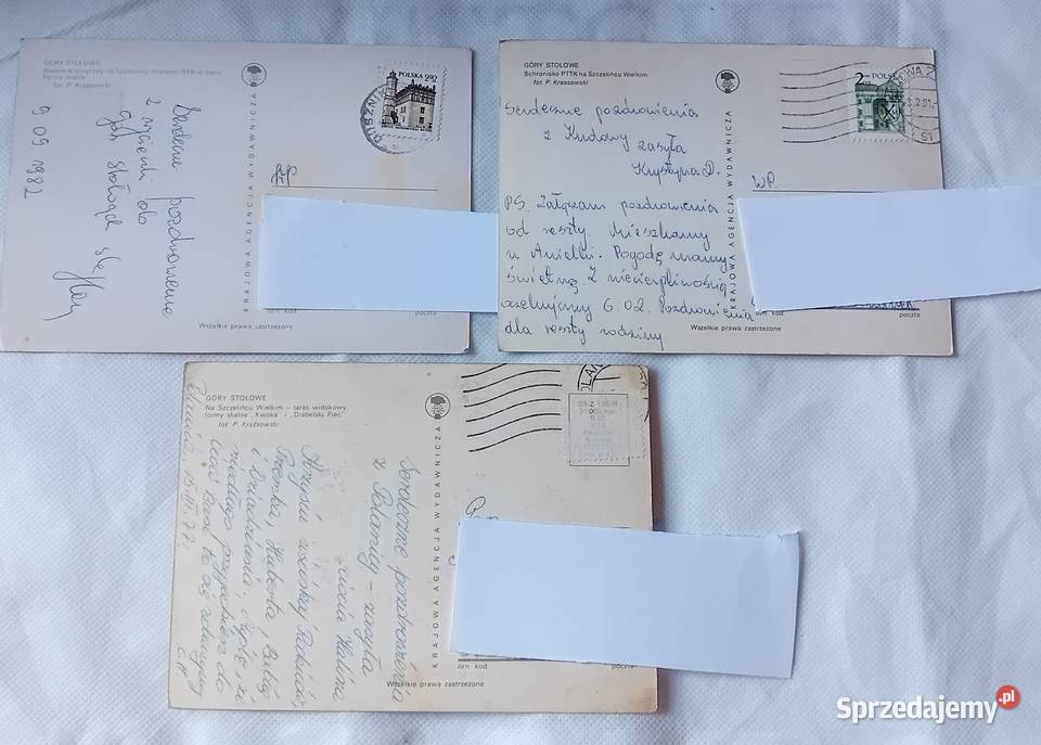 Zestaw 3 pocztówek Góry Stołowe KAW 197582 r Koźminek