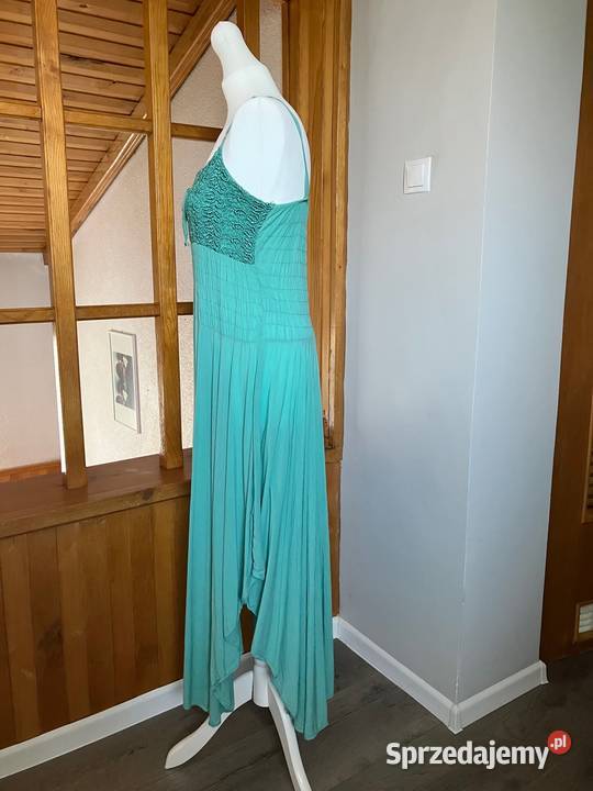 Piękna miętowa długa sukienka Italy wiskoza Odzież damska podkarpackie Nisko sprzedam