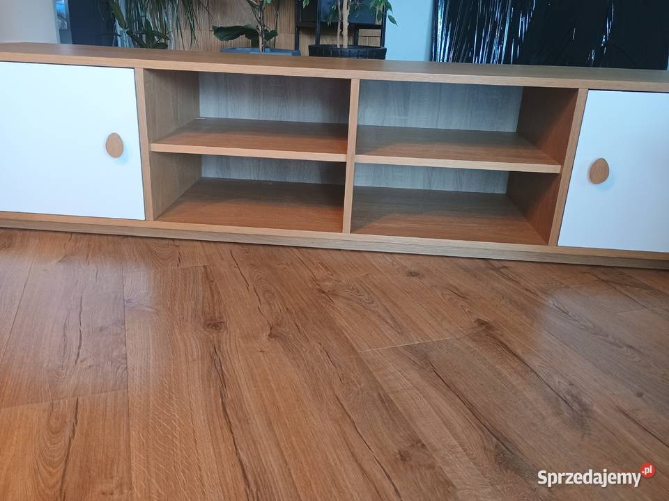 Szafka RTV dębowa białe fronty 200
