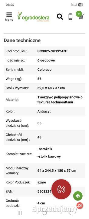 Narożnik6osobowy technorattanowy Zestawy mebli ogrodowych Dys