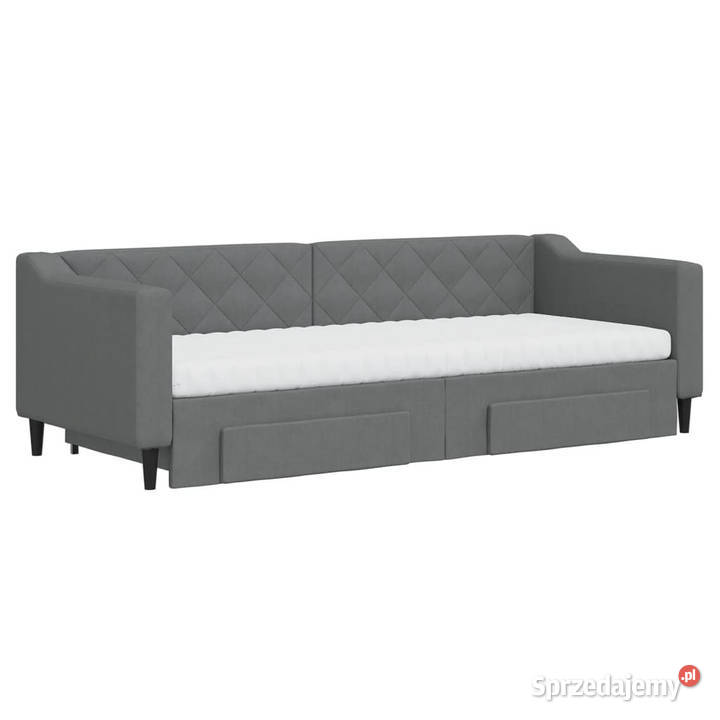 Sofa rozsuwana z szufladami ciemnoszara tkanina Łóżka mazowieckie Warszawa