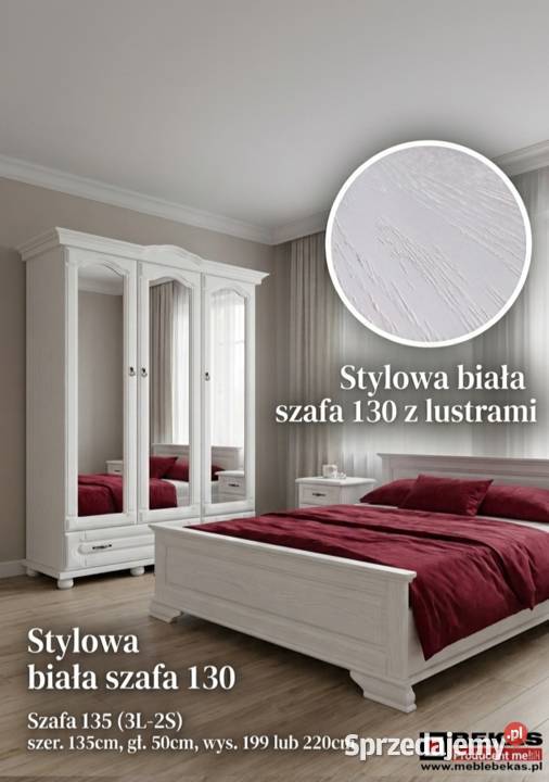 Stylowa Śliczna Biała Duża Szafa 130 3 D3s Biały Ciechocinek