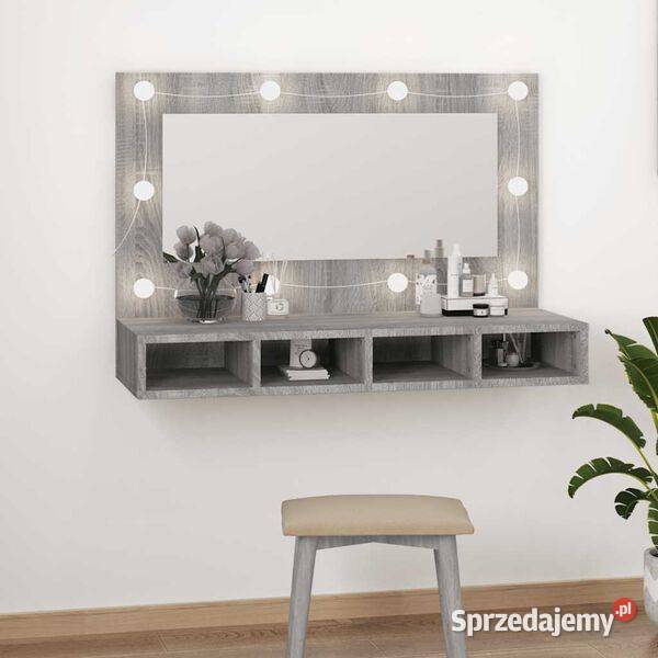 vidaXL Szafka z lustrem i LED szary dąb sonoma Warszawa