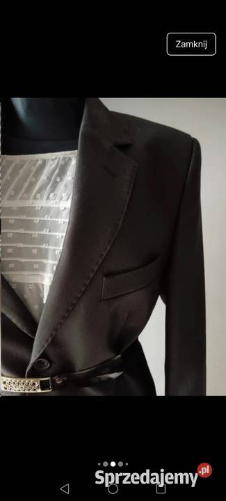 Marynarka Wełniana wool czarna o kroju męskim Krosno