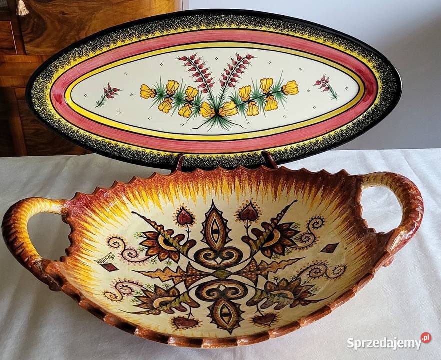Ceramiczna ogromna patera z uszami Quimper Kraków sprzedam