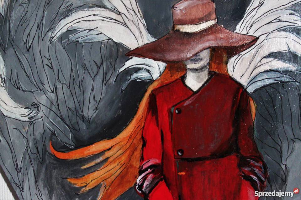 Obraz namalowany na drewnie Anioł przejścia Katowice