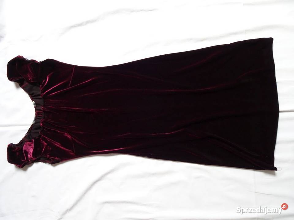 Elegancka Bordowa Sukienka Welurowa 34 36 Welur kolorowy Nowy Sącz