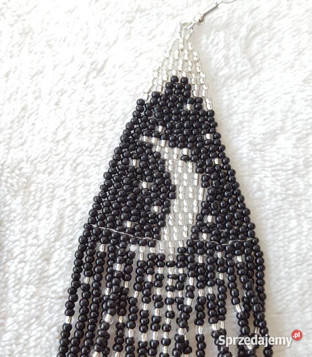 2 Długie kolczyki koralikowe czarne noc księżyc Kolczyki Szczecin