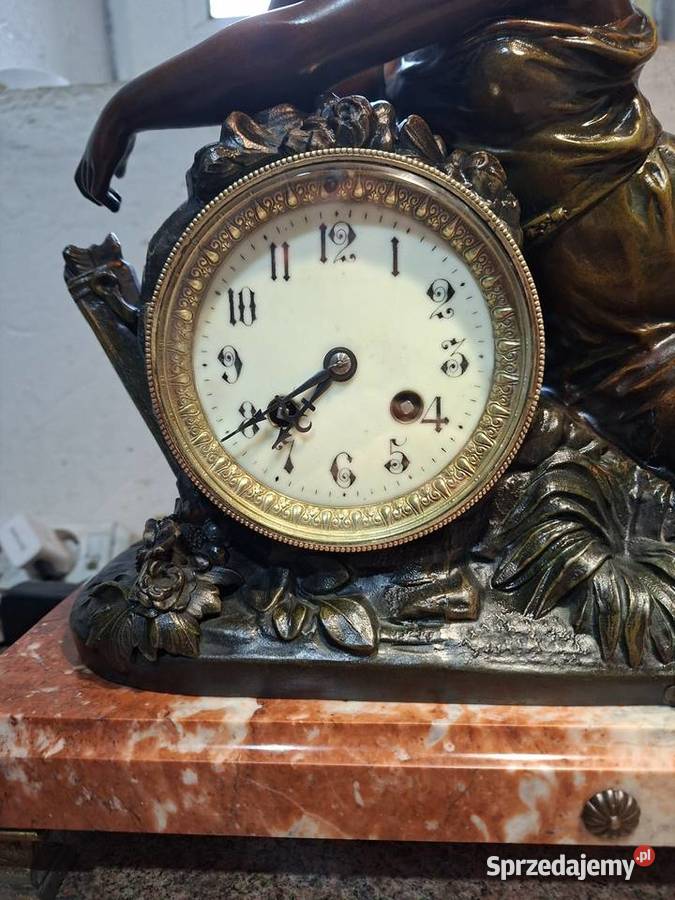 Kominkowy zegar francuski marmurowy stary Zegary