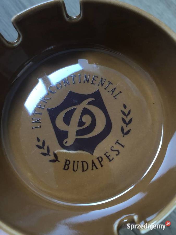 Popielniczka vintage Hotel Intercontinental odcienie brązowego Ciepielów