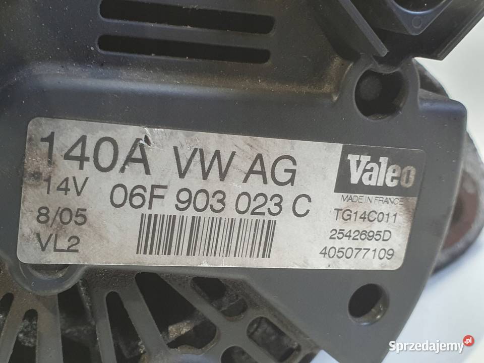 ALTERNATOR VW Golf V 20 SDI 06F903023C valeo lubelskie Chełm