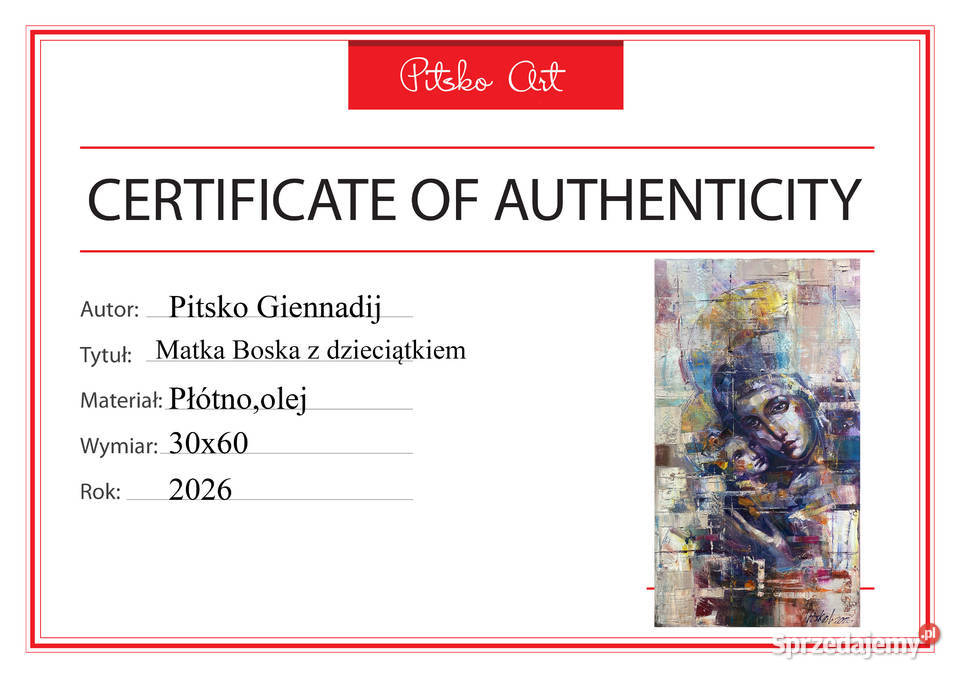 Pitsko Giennadij 60x30 Matka Boska z pomorskie Rumia
