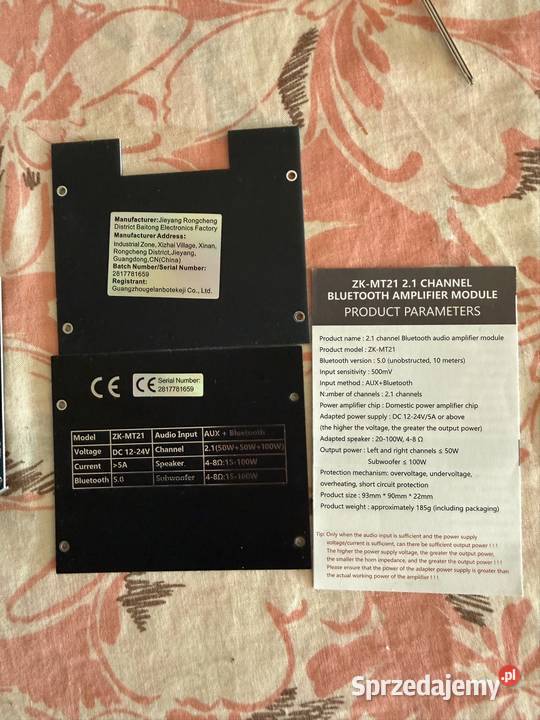 Wzmacniacz Bluetooth 21 ZKMT21 250W 100W DC Wzmacniacze i pokrewne sprzedam
