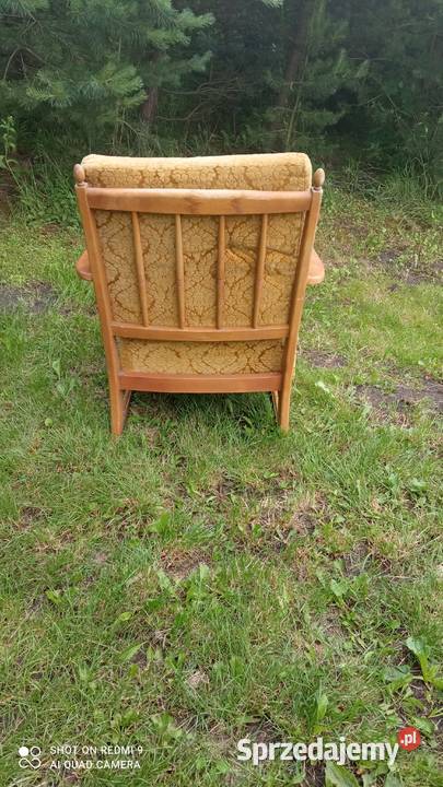 Fotel stary PRL UNIKAT zdobiony drewniany OKAZJA świętokrzyskie Busko-Zdrój