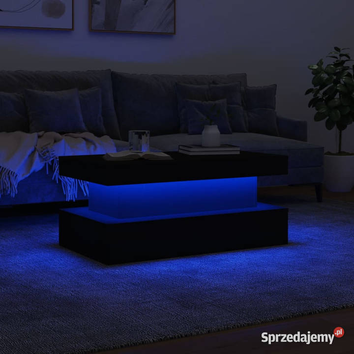 Stolik kawowy z oświetleniem LED czarny 90x50x40
