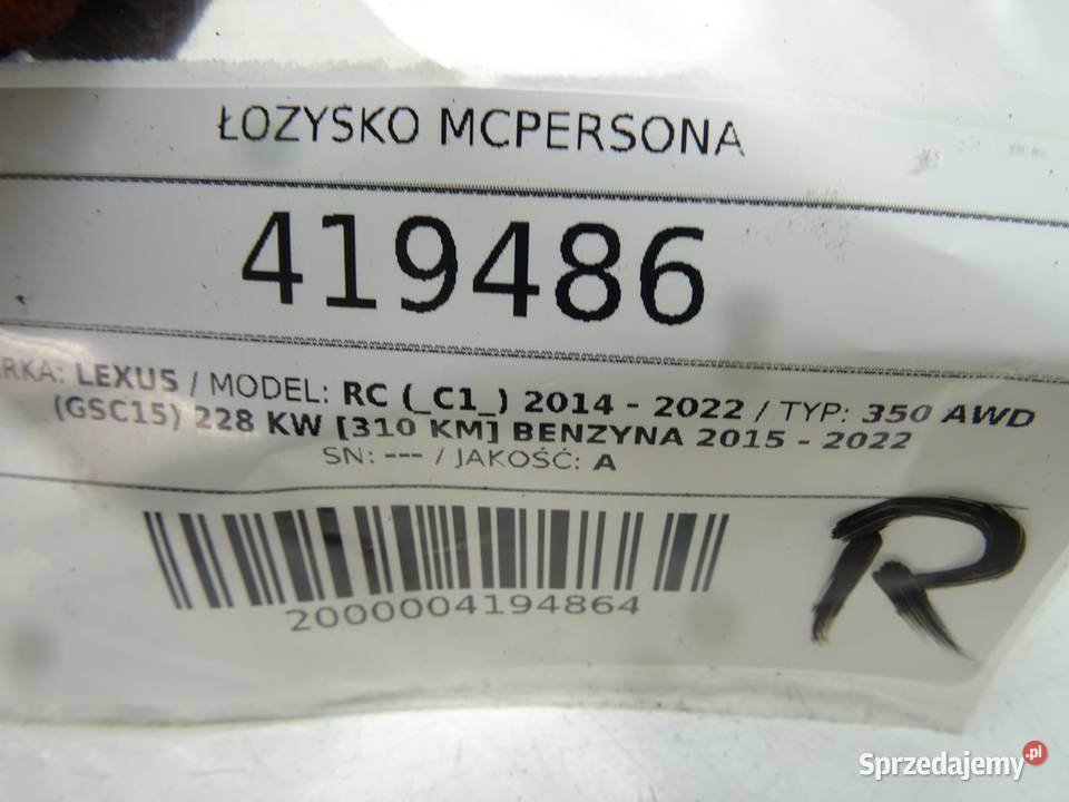 ŁOŻYSKO MCPERSONA LEXUS RC 35 SportowyCoupe