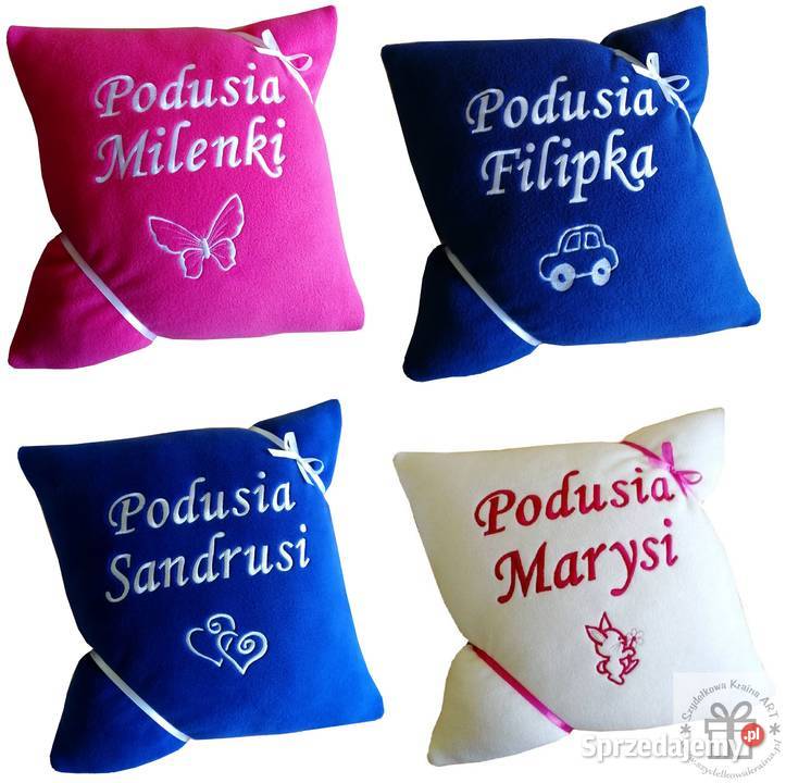 Poduszka z haftem prezent na NARODZINY CHRZEST Toruń