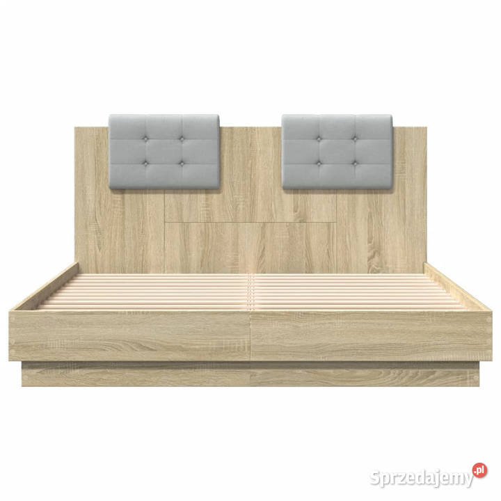 Rama łóżka z wezgłowiem i LED dąb sonoma 120x200 Warszawa