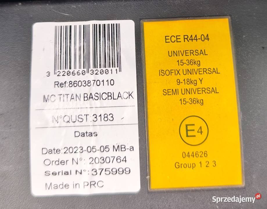 Fotelik MaxiCosi Titan 936 ISOFIX 2023 Olsztyn