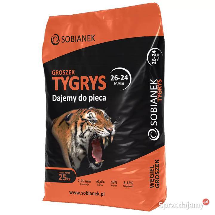 Węgiel groszek TYGRYS 2624 MJ 1000 Opał Złocieniec
