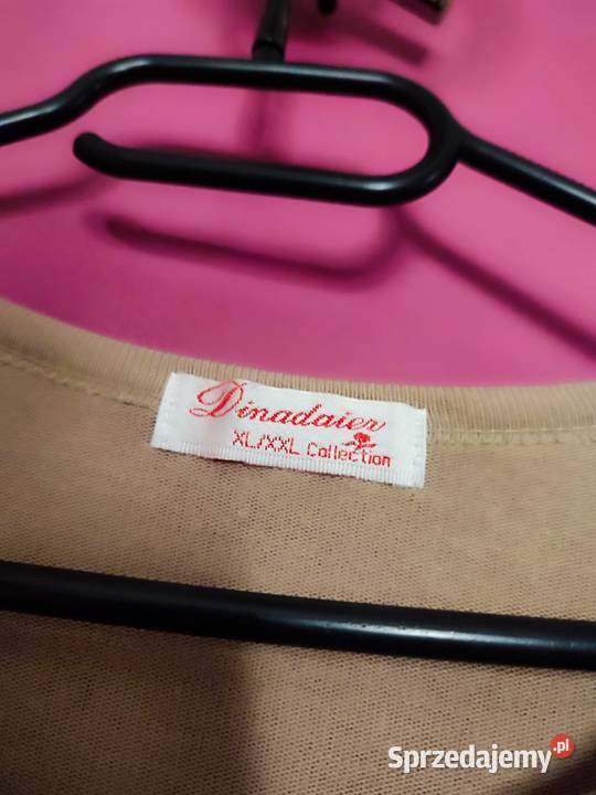 Elegancka Beżowa Bluzka Koszulka Bawełniana żółty/złoty Bluzki i koszule podlaskie Suwałki