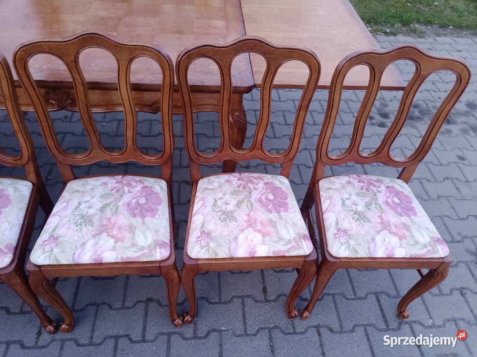 Komplet Stół i 6 krzeseł LUDWIK XVI Dąb Kozy