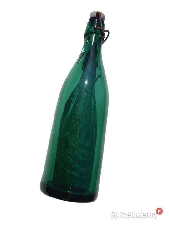 Stara szklana butelka z porcelanowym korkiem Porcelana i szkło Cieszyn