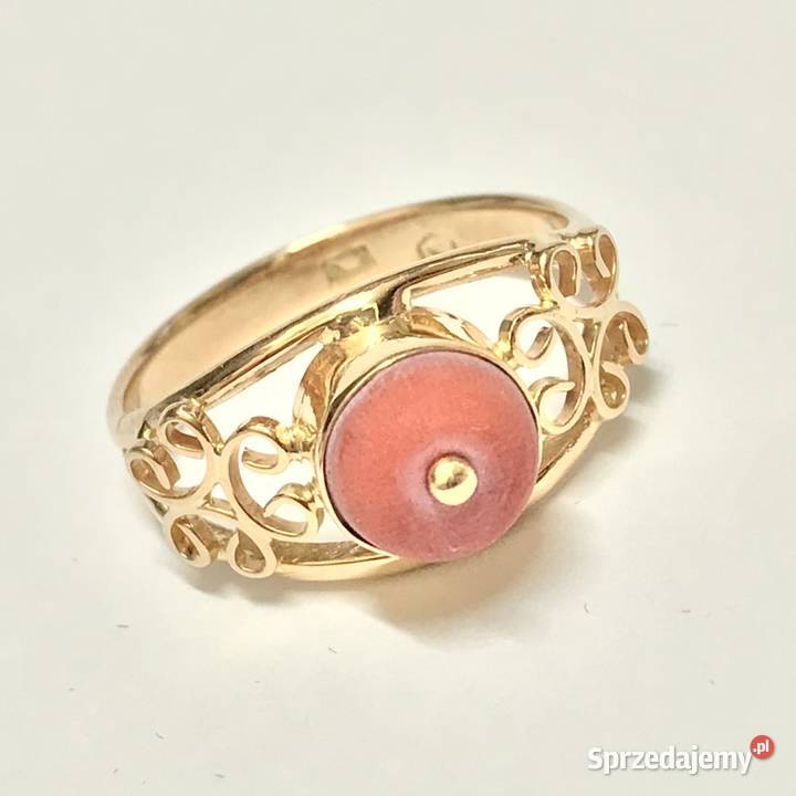 Złoty PIERŚCIONEK 14K ażurowy piękny KORAL r 15 sprzedam