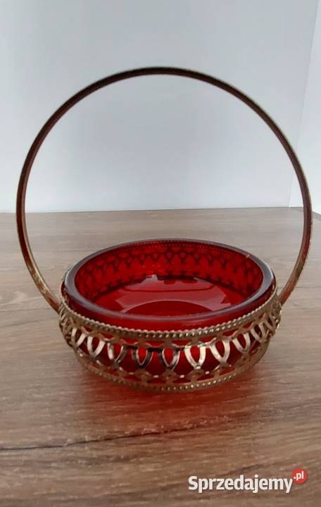 Cukierniczka stara PRL czerwone szkło Racibórz